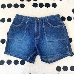 Vintage Y2K 90s Nevada Dark Wash Denim Retro Carpenter Cargo Jean Shorts
